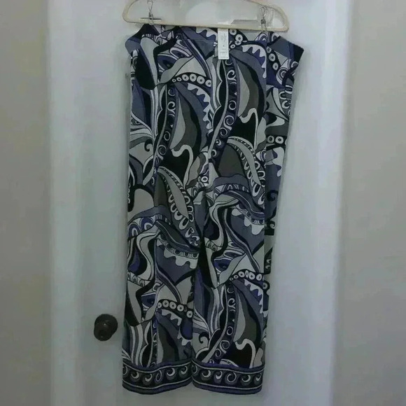 Chico's Travelers Wave Blue Border Print Crop / Size 4 - US Size 20/22 - Picture 6 of 11